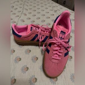 Adidas Women's Pink and Blue Gazelle Sneakers